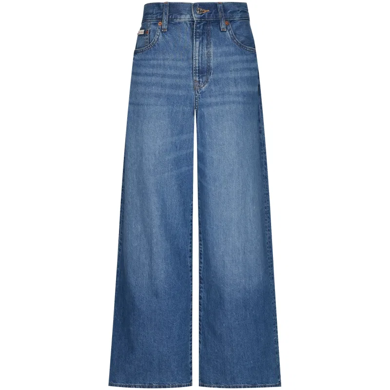 Джинсы женские YLQ Denim Blue moderate wide leg Calvin Klein, YLQ-Denim Blue
