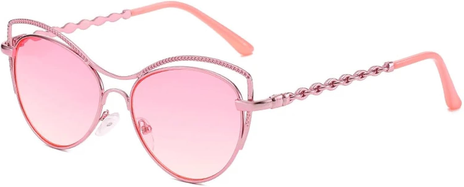 

Винтажные металлические солнцезащитные очки «кошачий глаз» для женщин и мужчин, роскошные, для путешествий, уличной фотографии, защита от УФ-излучения UV400 TKKTLLT, Pink Pink