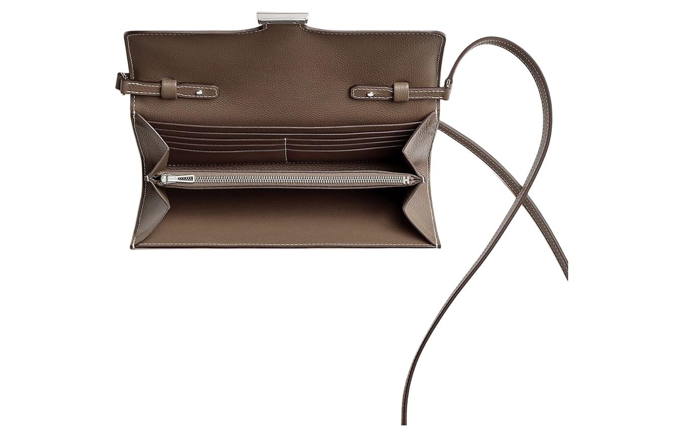HERMES Кошелек Constance To Go из телячьей кожи Evercolor, сумка через плечо и на руку для женщин, 18, цвет ÉToupe Elephant Gray — фото 3