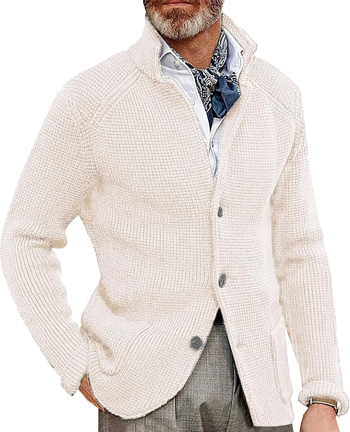 

Мужской кардиган Maiyifu-GJ с длинным рукавом, slim fit, с карманами