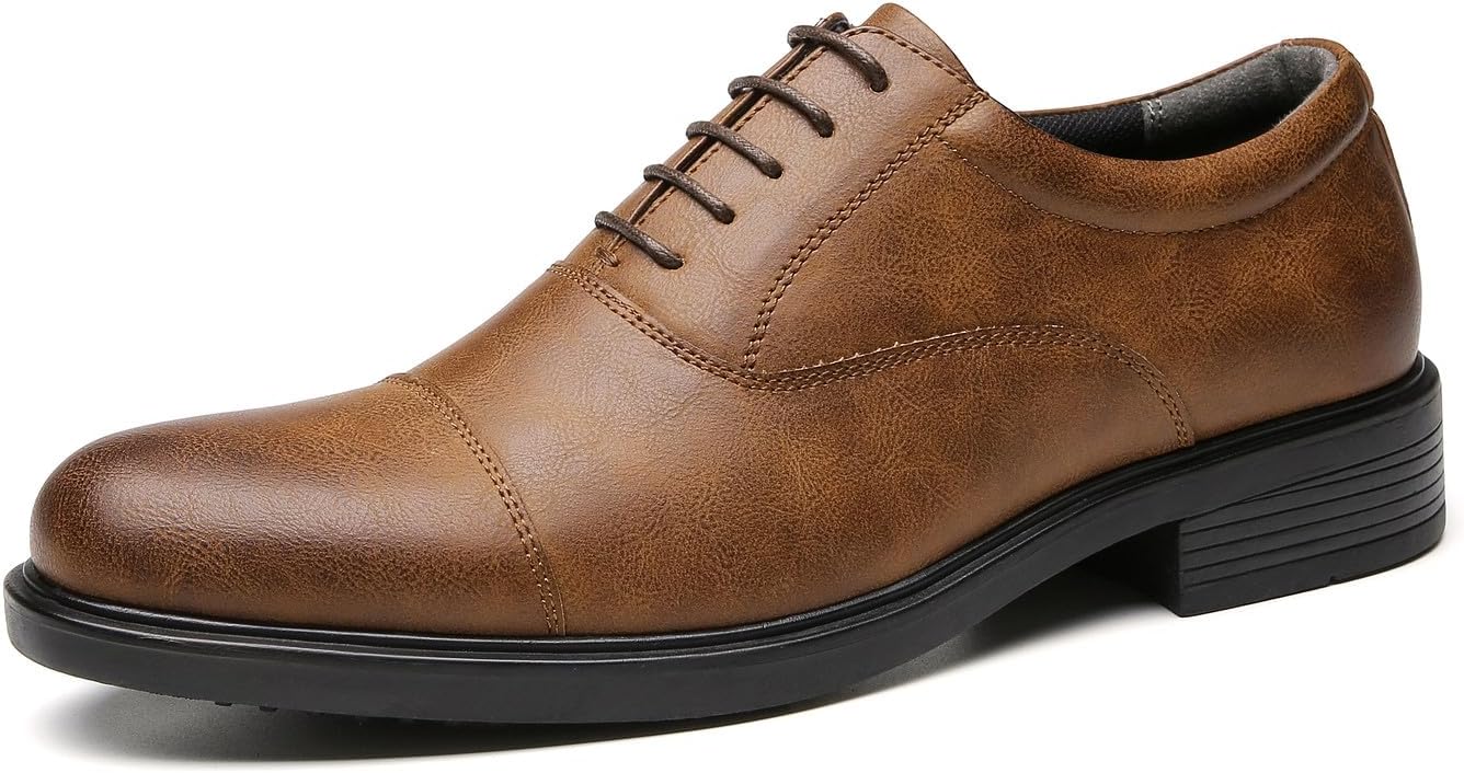 

Мужские оксфорды Santimon с кожаными носками из микрофибры, модные деловые туфли дерби, коричневый