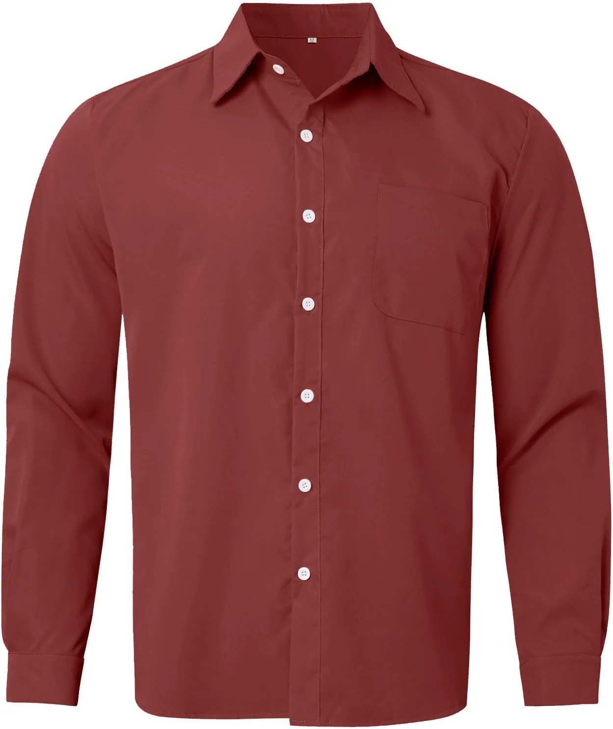 Мужская рубашка на пуговицах Casual Classic с отложным воротником и длинным рукавом, удобная свободная офисная сорочка, весна 2026 Generic, красный — фото 3