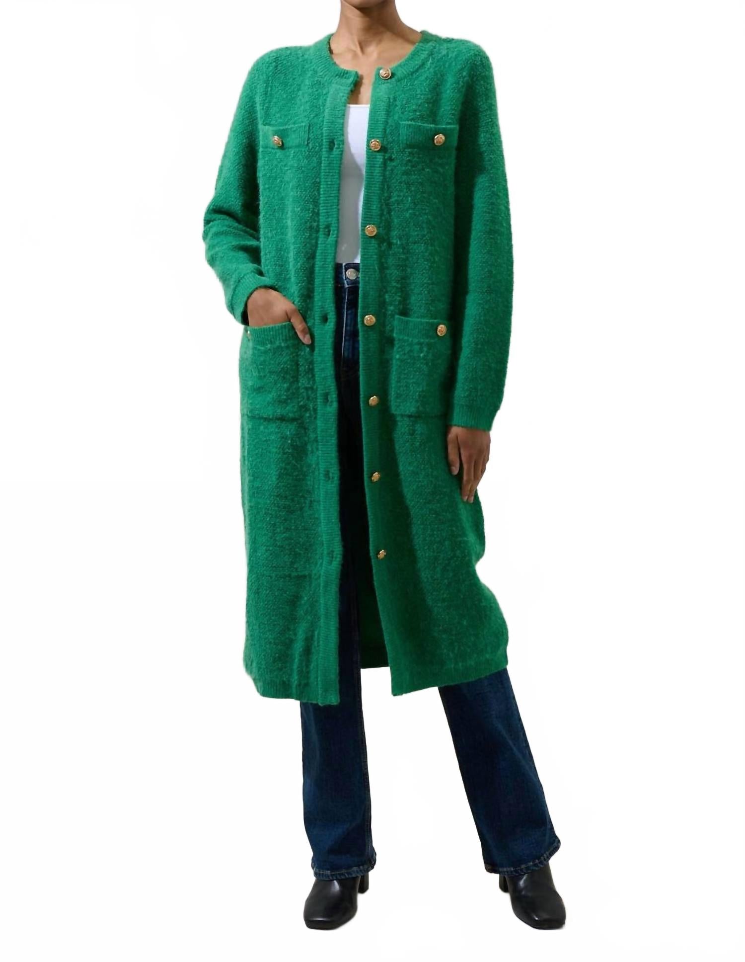 

SUGARLIPS Кардиган миди Sanford Button Down, ярко-зеленый