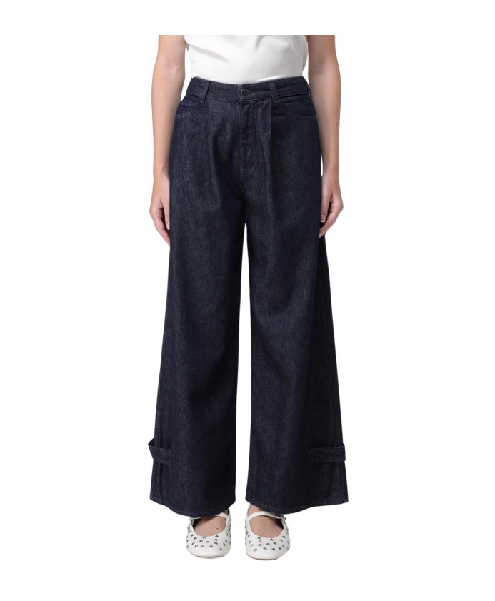 

Стильные джинсы-кюлоты с широкими штанинами Emporio Armani, синий