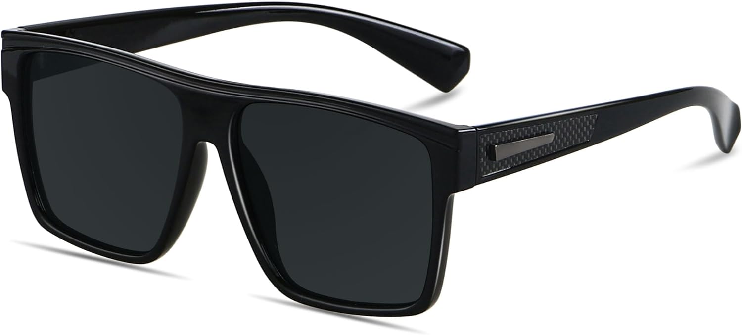 

Солнцезащитные очки ANDWOOD квадратной формы с поляризацией для мужчин и женщин, защита от УФ-излучения, увеличенный размер, плоская верхняя часть, большие очки, модные солнцезащитные очки для вождения, Glossy Black