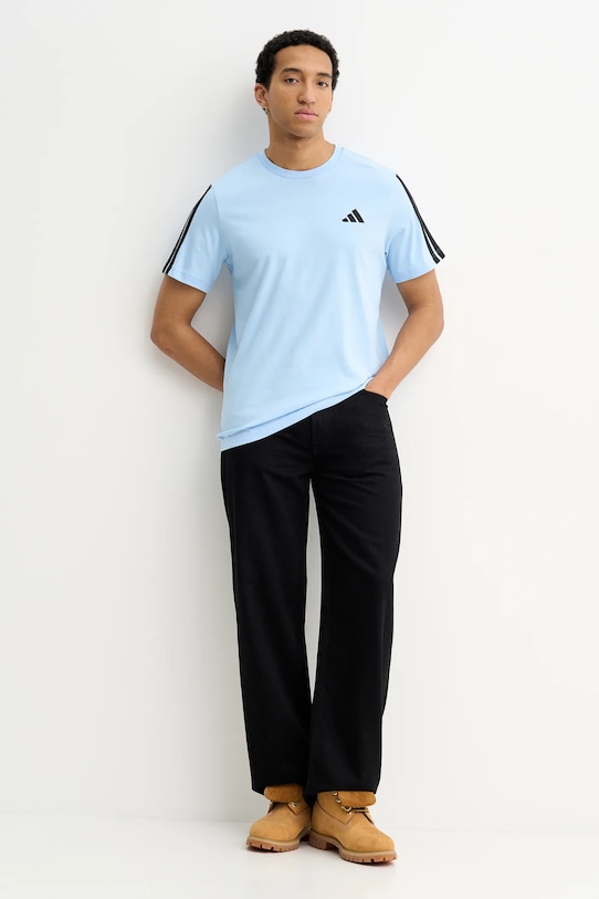 Хлопковая футболка Adidas, синий — фото 2