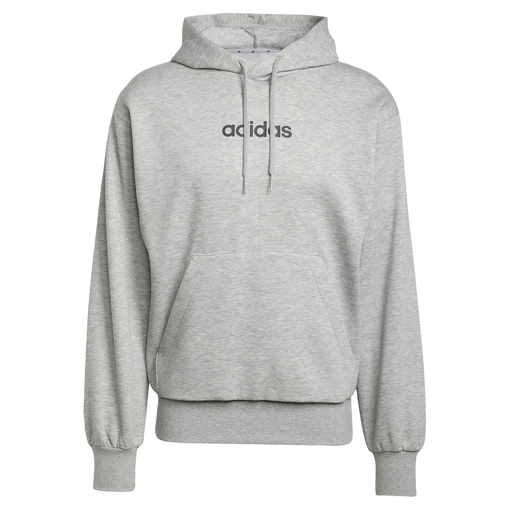 Худи adidas Essentials Linear Fleece, серый — фото 3