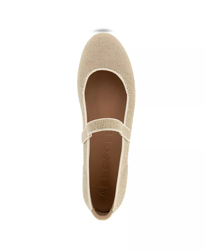 Женские балетки Perry Knit с круглым носком в стиле Mary Jane Aerosoles, золотой — фото 4