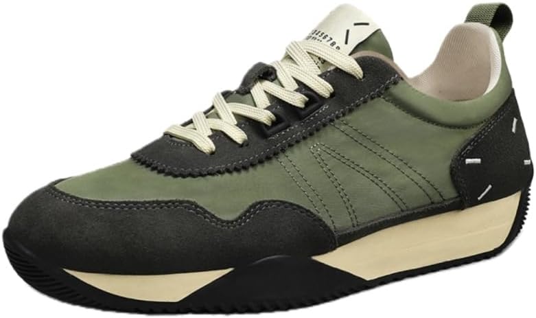 

Мужские повседневные спортивные кроссовки с толстой подошвой - на шнуровке - для занятий на свежем воздухе, бега и повседневных поездок Fusecottc, зеленый