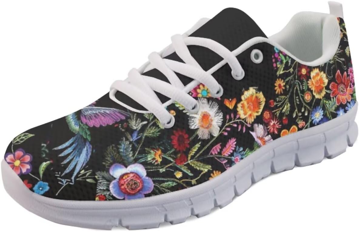 

Кроссовки Forchrinse Mexico Splash Ink унисекс, национальные прогулочные теннисные кроссовки для женщин и мужчин, легкие кроссовки для фестиваля, Hummingbird Embroidered Flower
