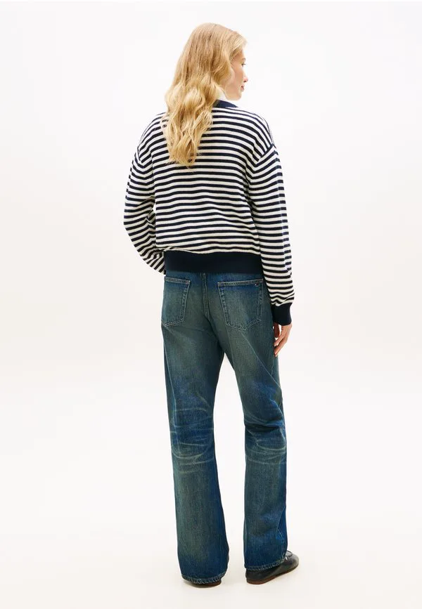 Кардиган из тонкой вязки с v-образным вырезом свободного кроя Tommy Hilfiger, Ivory/Dark Navy — фото 3