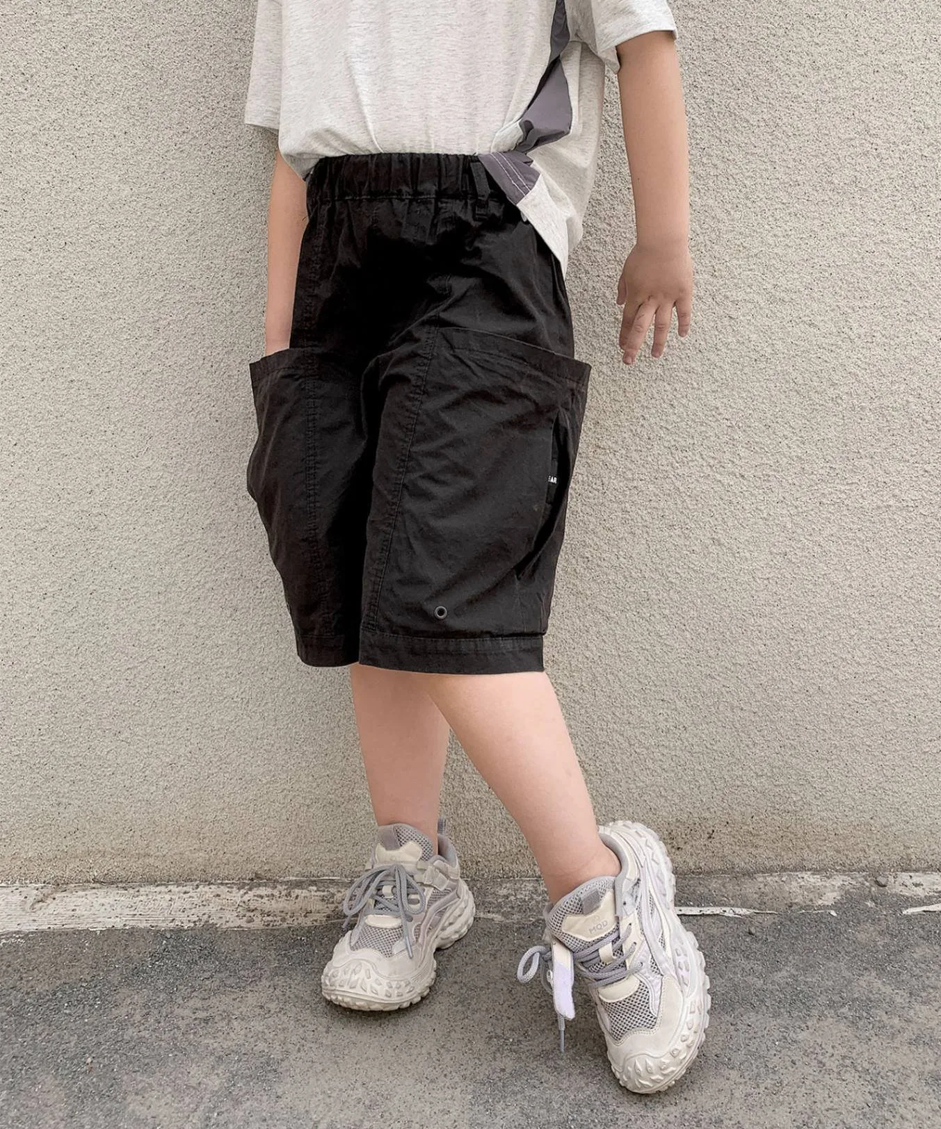 Детские широкие шорты-карго Aimoha Kids, black — фото 3
