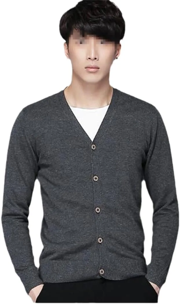 

Мужской кардиган из хлопка, вязаный, с длинными рукавами и V-образным вырезом Dvbfufv