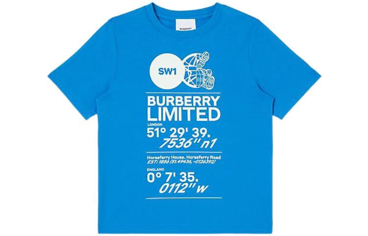 

Детская футболка Burberry, цвет Blue