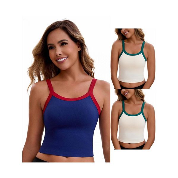 

3 упаковки женского топа-камзола без бретелек с контрастным цветом Inspire Chic, Green Navy Blue