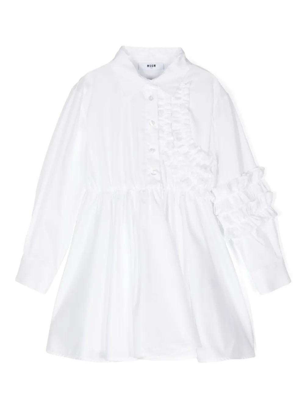 

Поплиновое платье-рубашка MSGM Kids, белый