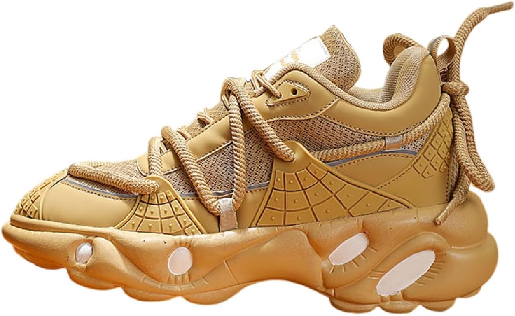 

Мужские кроссовки без шнурков Легкие с толстой подошвой Сетчатые кроссовки с цветной вставкой Модные массивные кроссовки на платформе Lexamen, коричневый