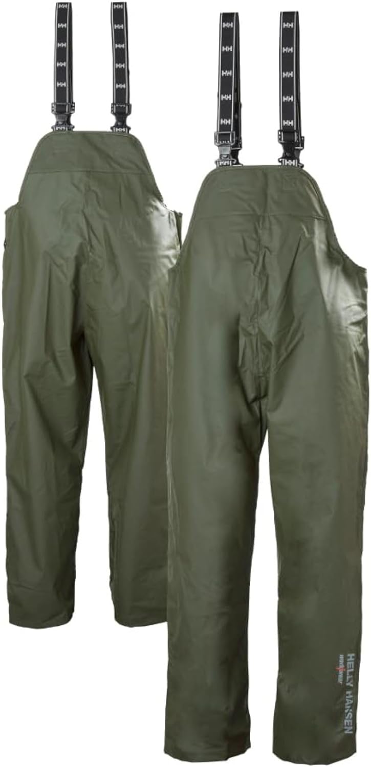 

Helly-Hansen Mandal водонепроницаемые брюки-комбинезон - водонепроницаемая мужская дождевая экипировка - рыболовные штаны для мужчин - ПВХ-покрытые рабочие комбинезоны Helly Hansen, 480 Army Green