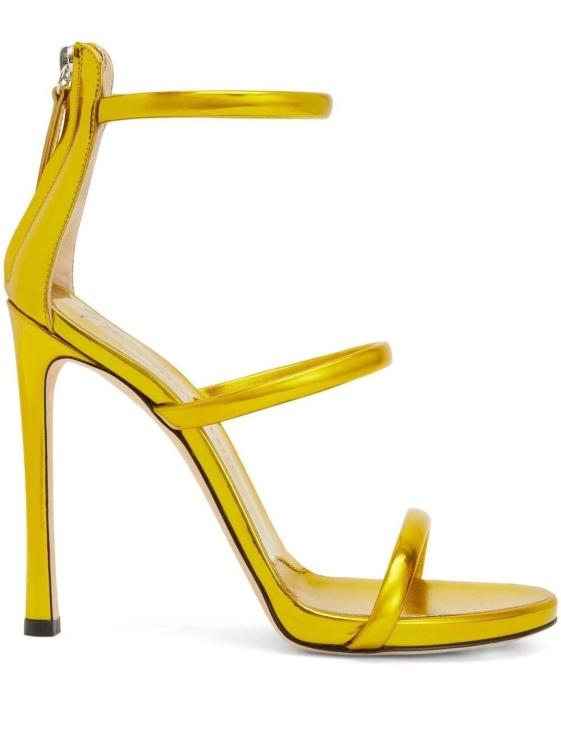 Giuseppe Zanotti босоножки на высоком каблуке с эффектом металлик, желтый