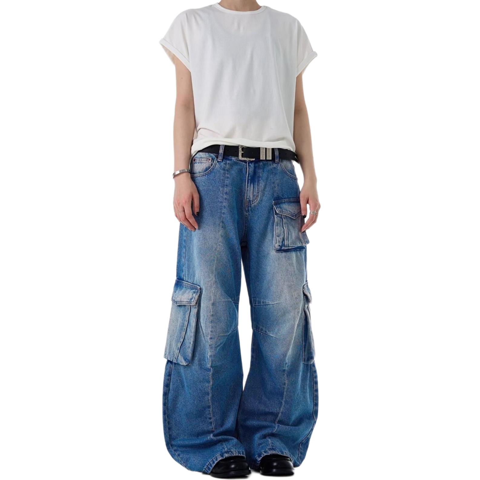 

NEVER RULE Джинсы Unisex Blue Moderate Wide Leg