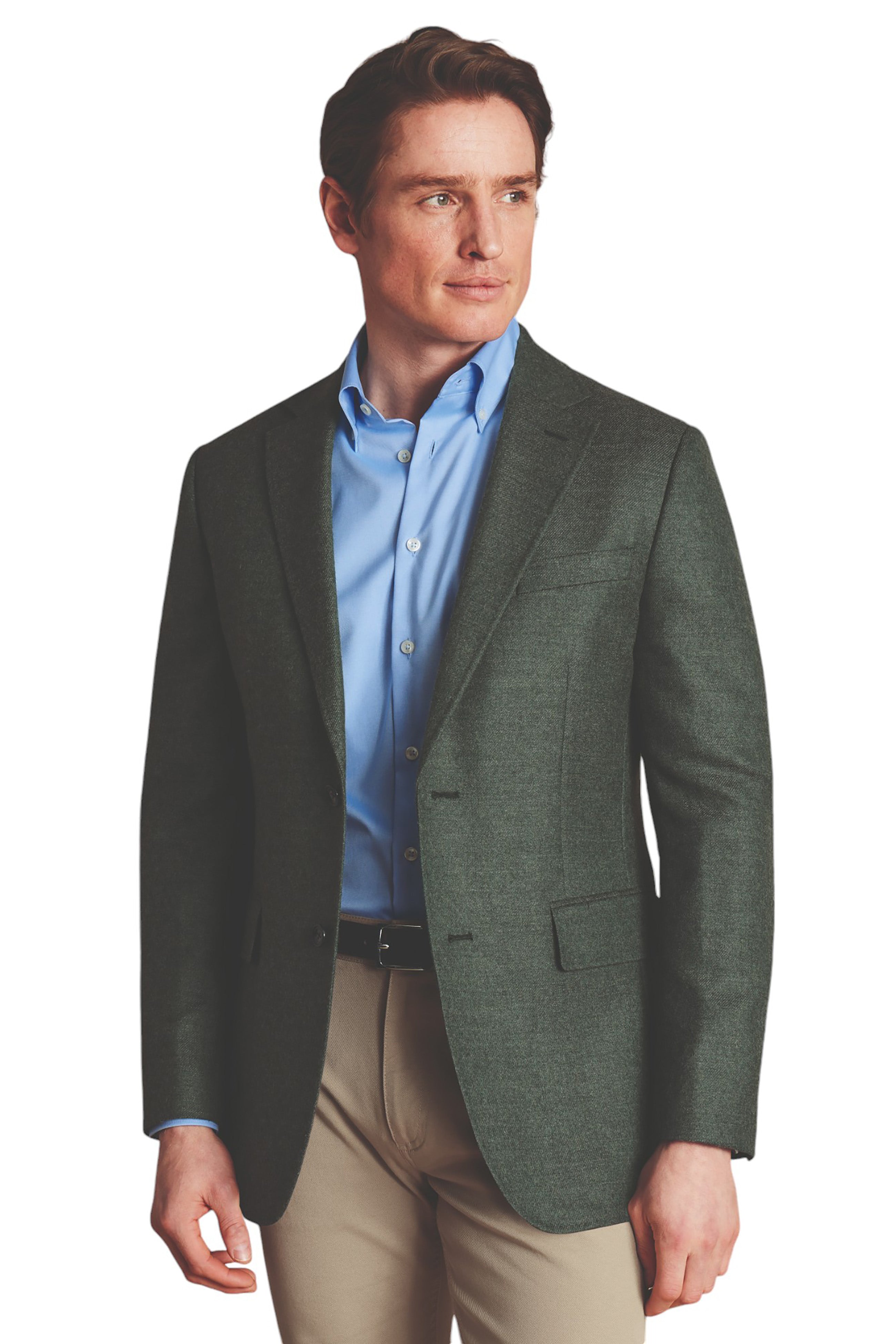 

Charles Tyrwhitt Мужская приталенная куртка из саржевого шерстяного фактурного материала, цвет sage green