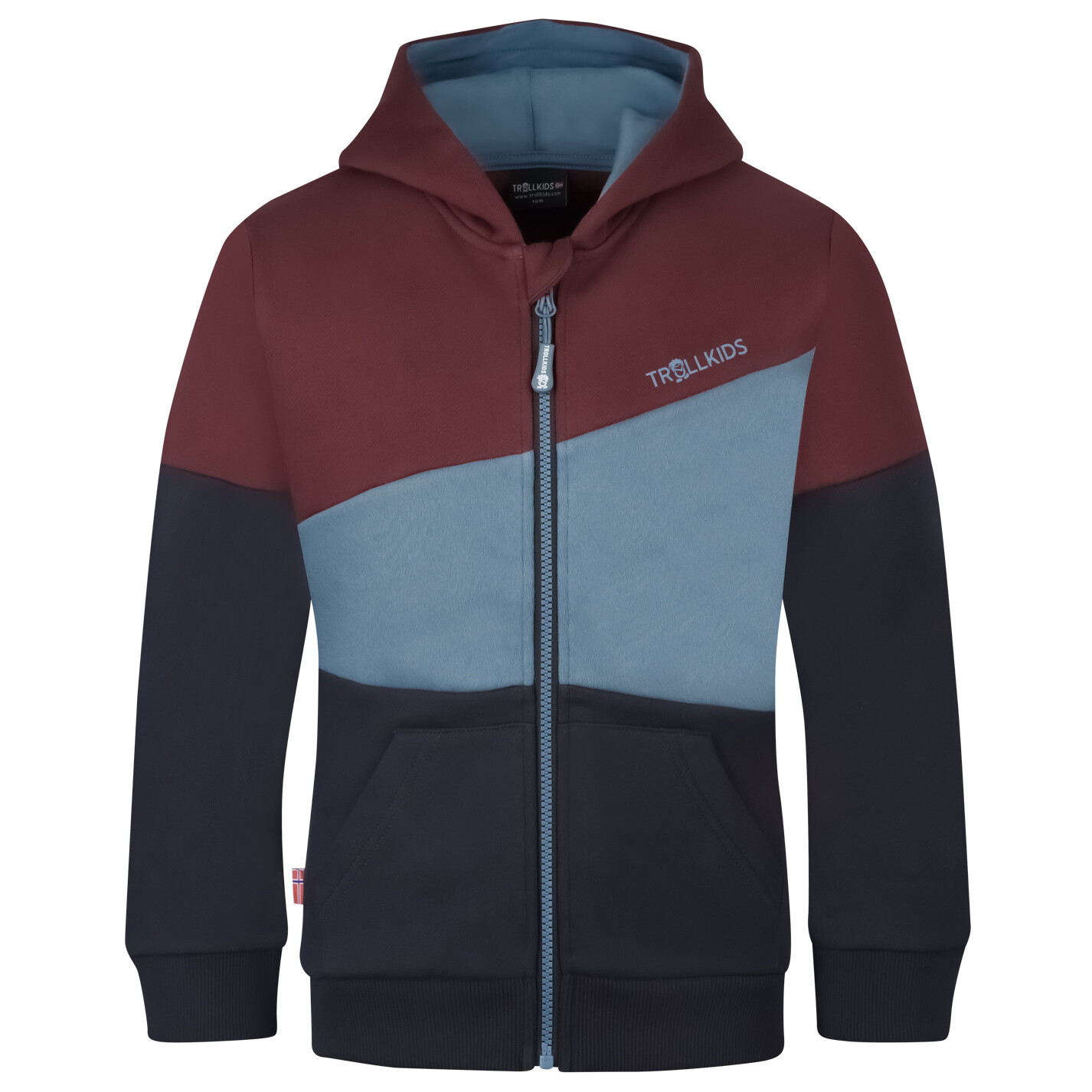 

Толстовка с капюшоном Trollkids Kid's Alesund, цвет Chestnut/Steel Blue/Black