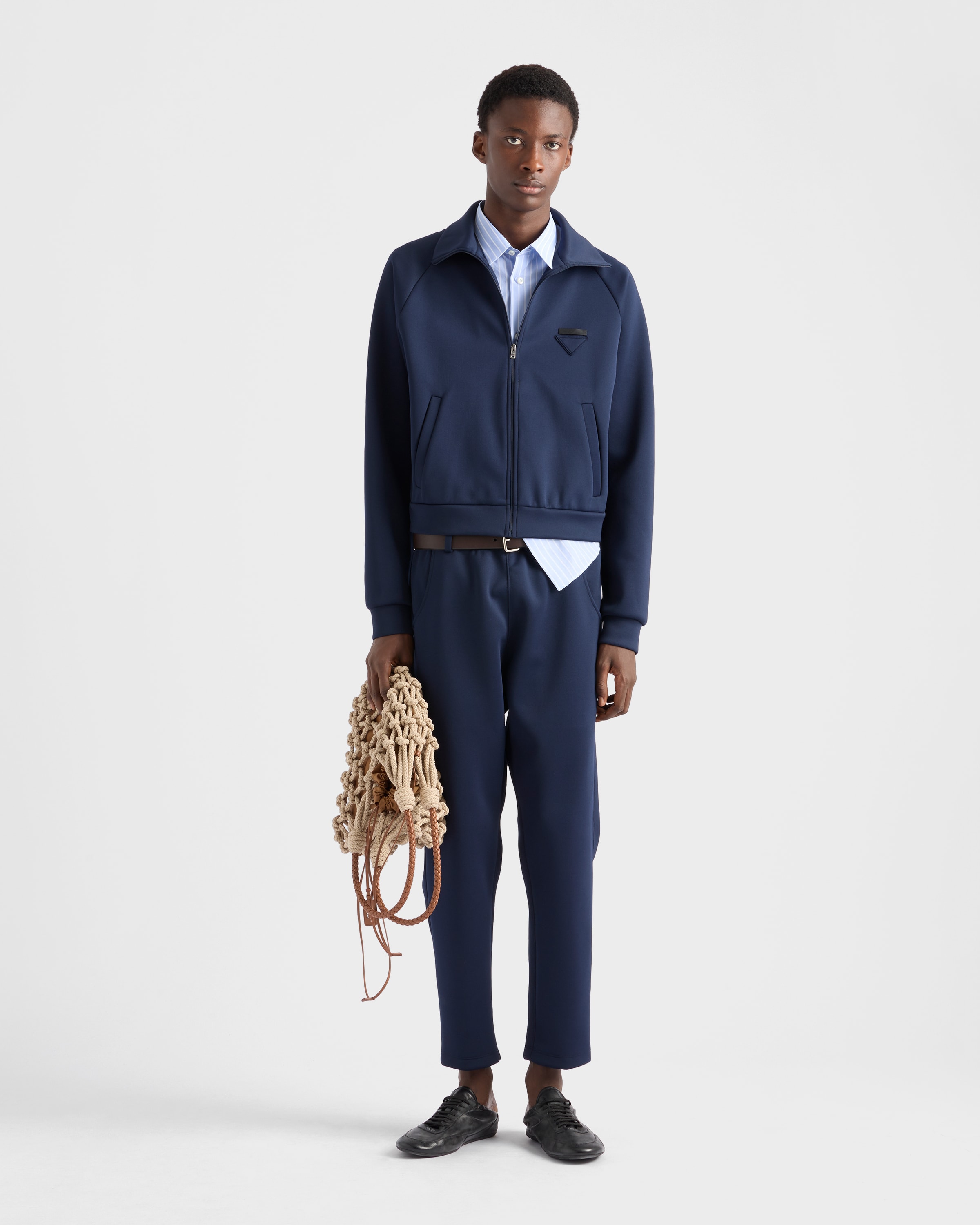 Куртка из технической ткани на молнии Prada, темно-синий — фото 2