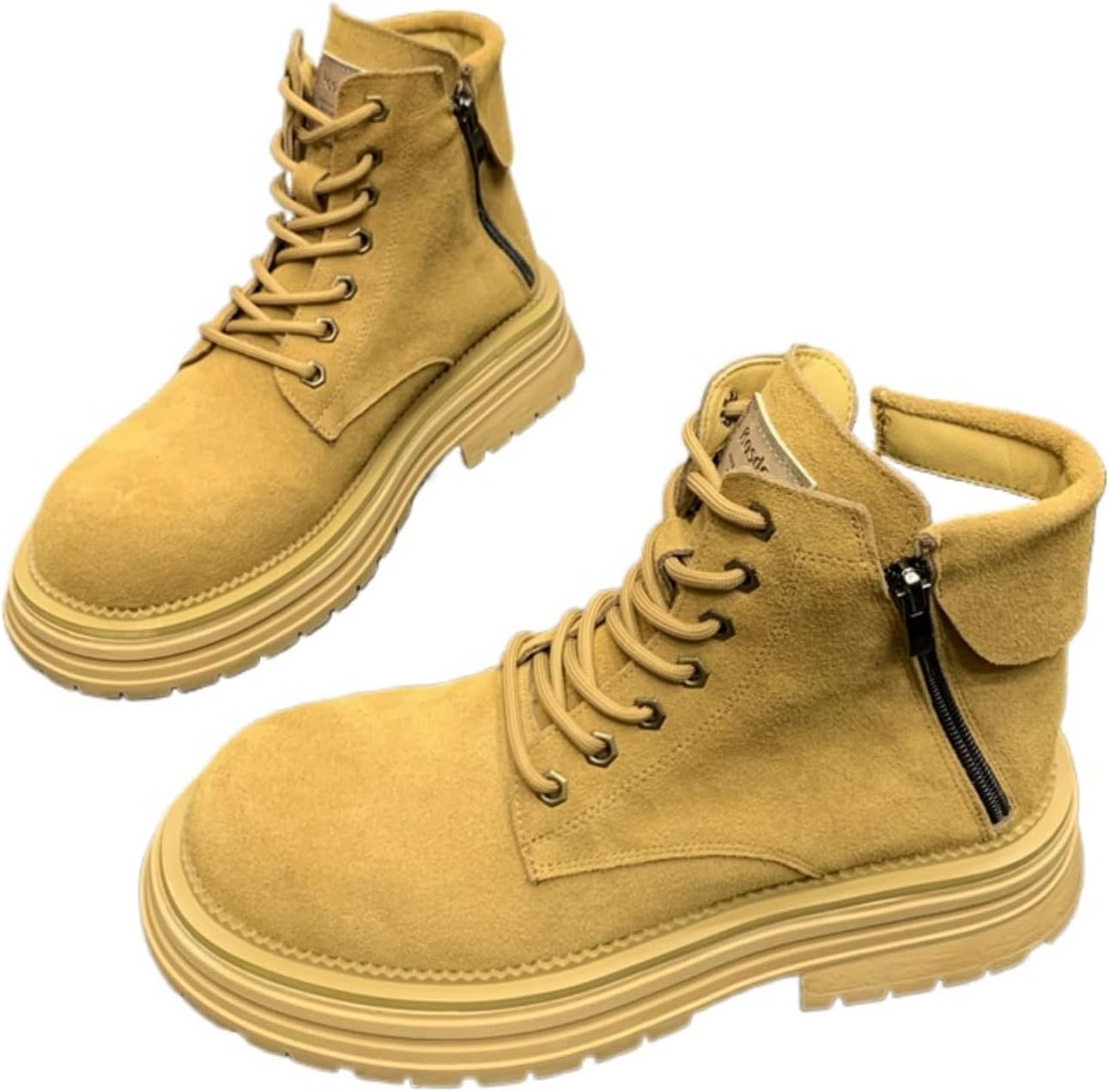 

Мужские кожаные боевые ботинки с толстой подошвой, стильная боковая молния, шнуровка, широкий толстый каблук и резиновая подошва, антистатические и противоскользящие, высокие мотоциклетные ботинки, танцевальный стиль, короткие ботинки Houdbdol,...