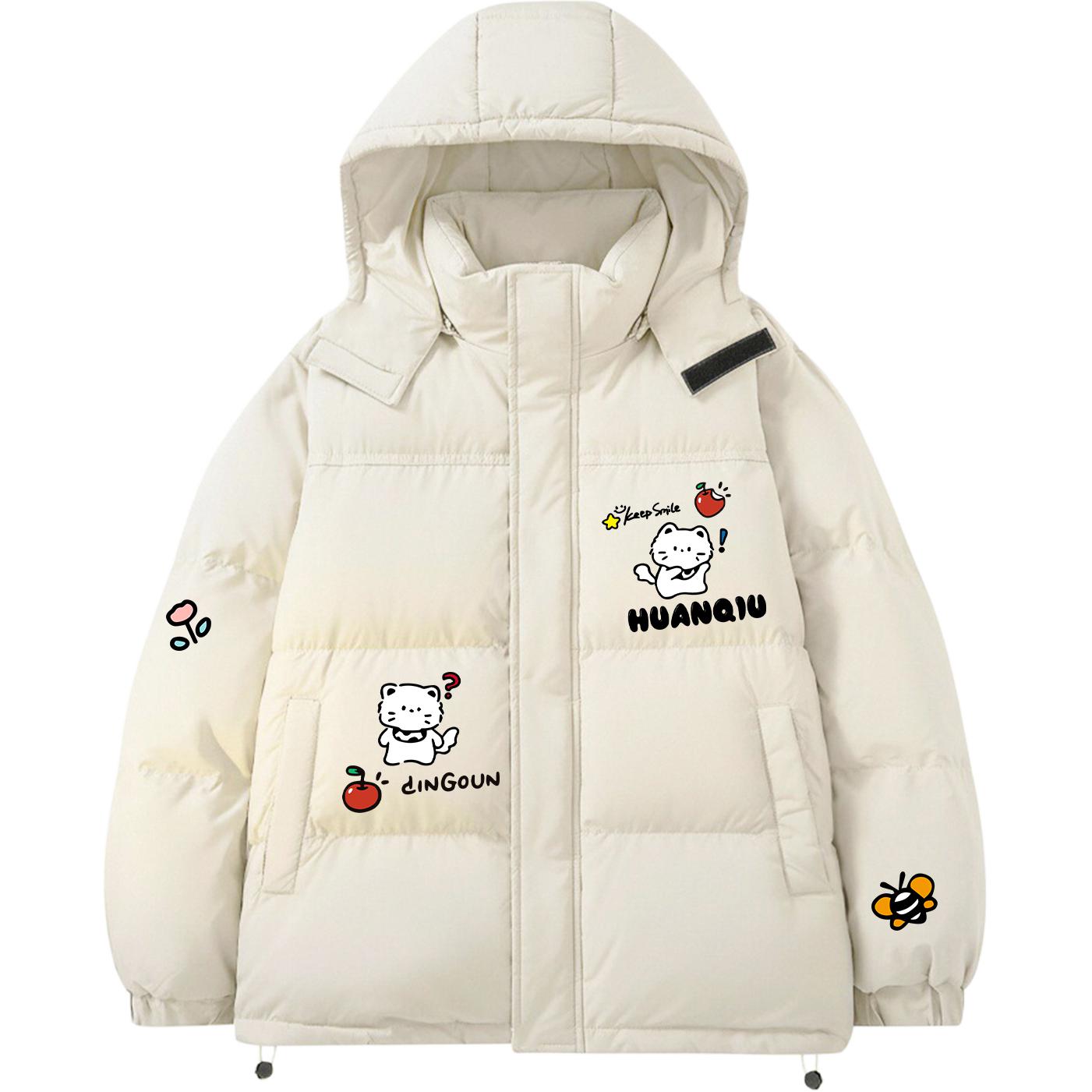 

Пуховик Unisex с капюшоном утепленный HUANQIU, бежевый оранжевый