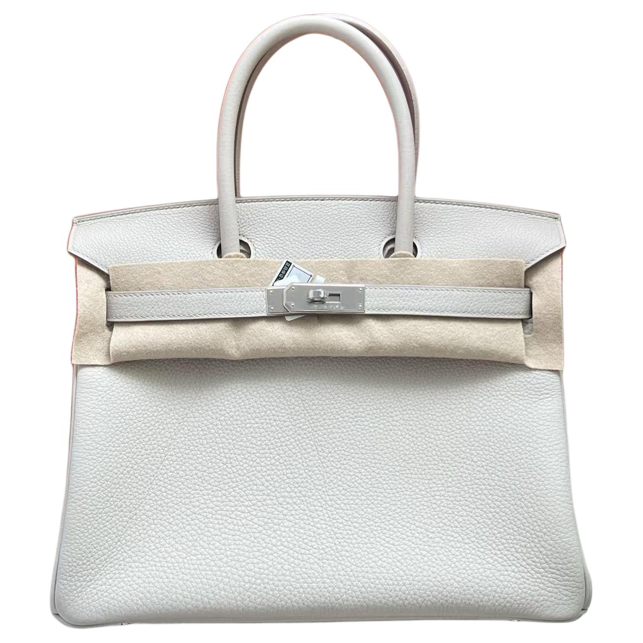 

HERMES Сумка Birkin Togo Calfskin Birkin для женщин 8L Beton Glacier White