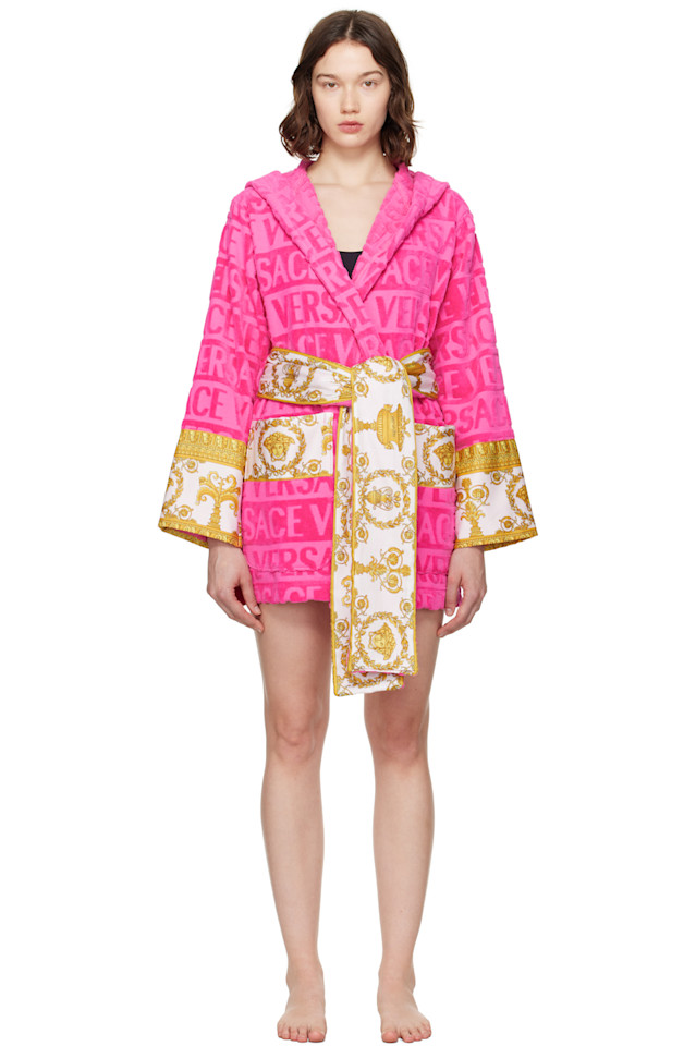 

"Я люблю барокко" короткий банный халат Versace, розовый