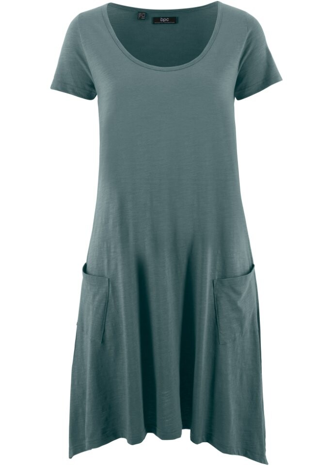 

Короткое хлопковое платье-рубашка из пряжи slub Bpc Bonprix Collection, зеленый