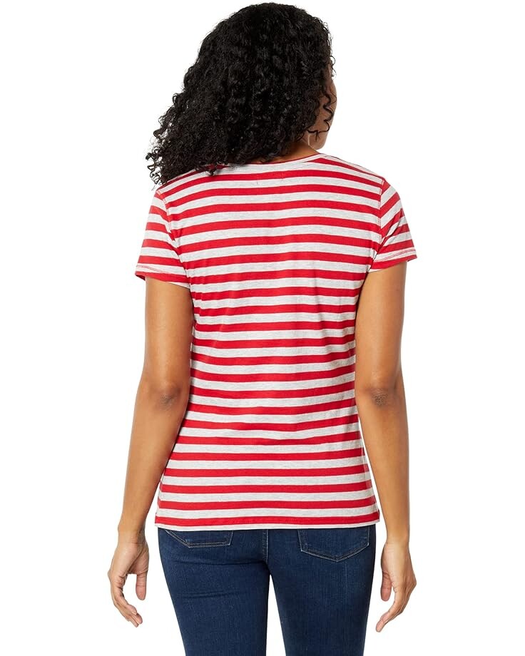 

Рубашка U.S. POLO ASSN. Striped V-Neck Tee Shirt, цвет Engine Red