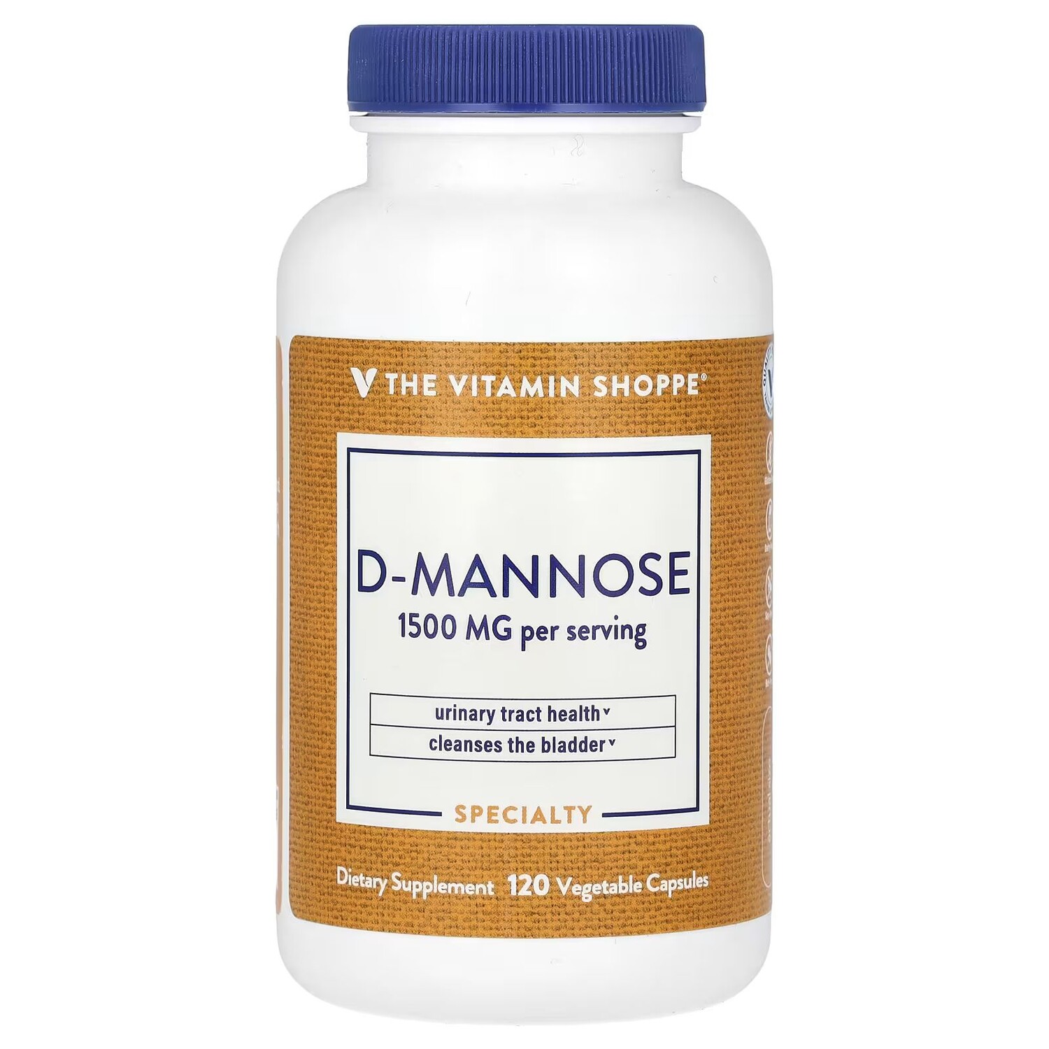 

D-манноза, 1500 мг, 120 растительных капсул (500 мг на капсулу) The Vitamin Shoppe