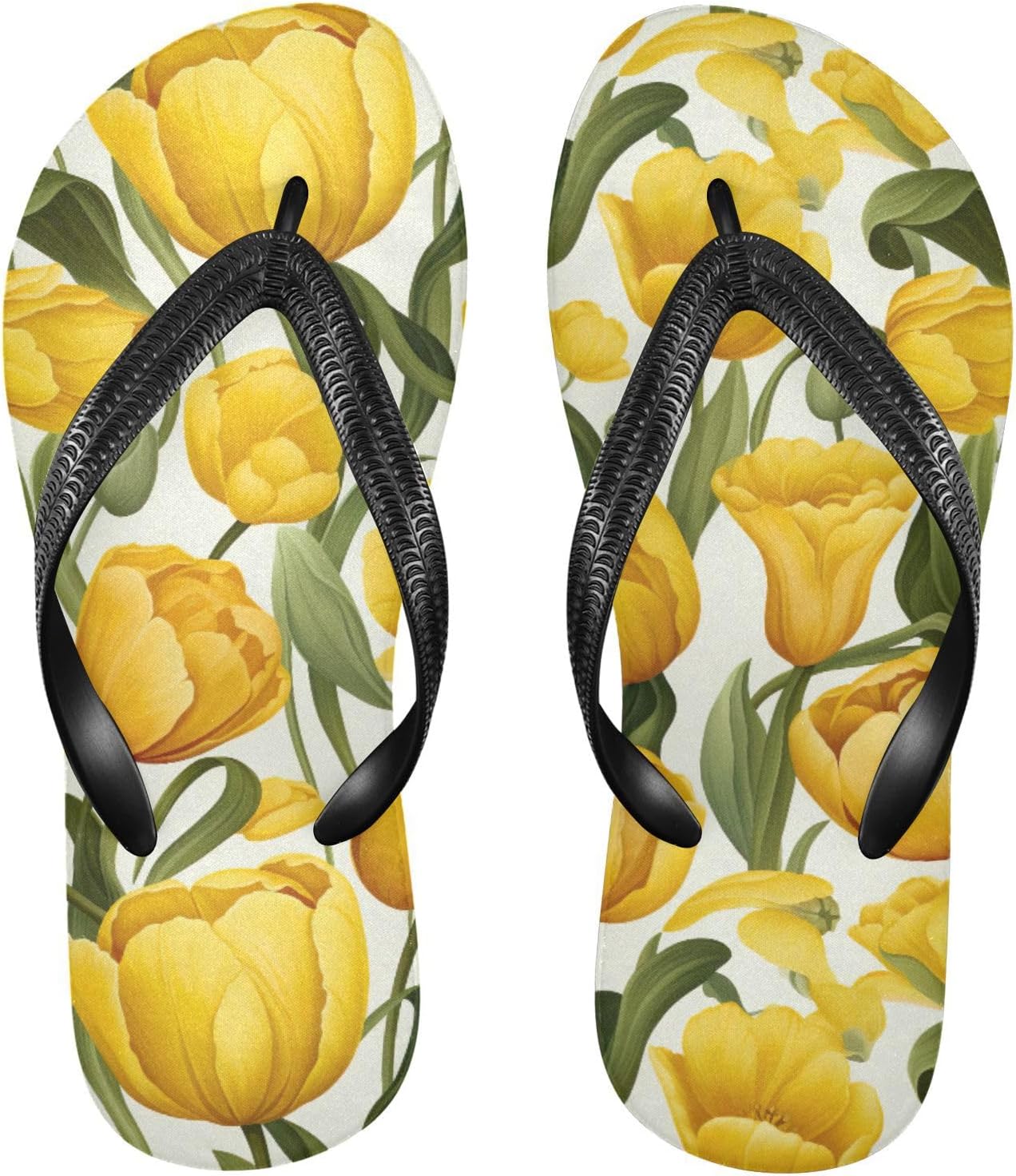 

Тапочки с рисунком желтых тюльпанов, пляжные шлепанцы, резиновые нескользящие летние сандалии для женщин и мужчин Sinestour