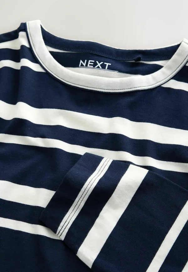 Футболка с круглым вырезом и длинными рукавами Next, Navy White Striped — фото 2