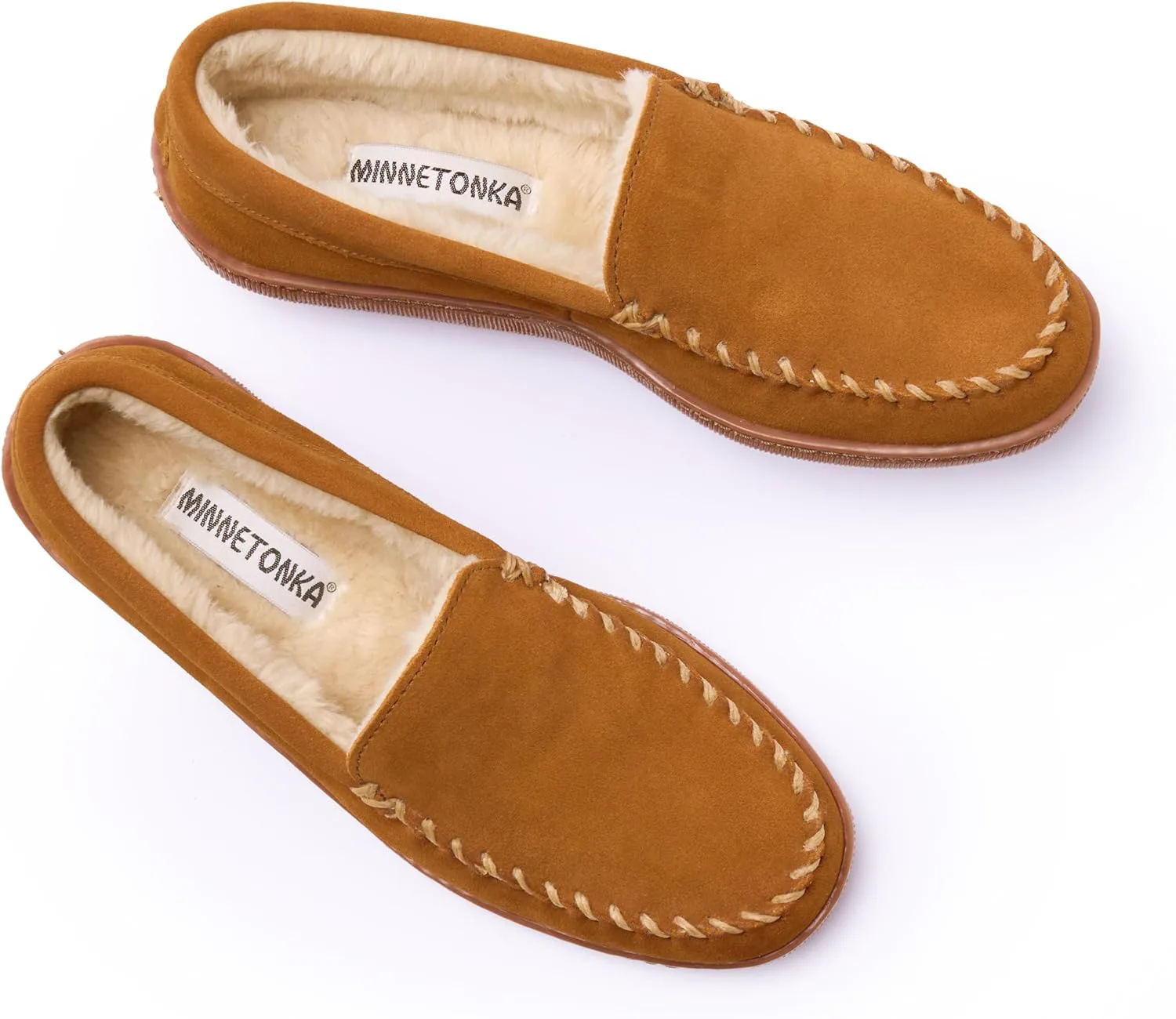 Мужские тапочки Minnetonka с плюшевой подкладкой и жесткой подошвой, коричневый — фото 2