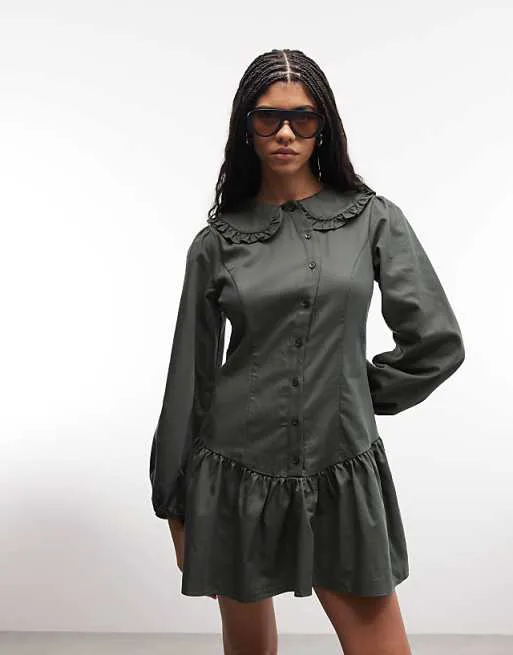 

Угольно-серое мини-платье с асимметричной планкой Reclaimed Vintage