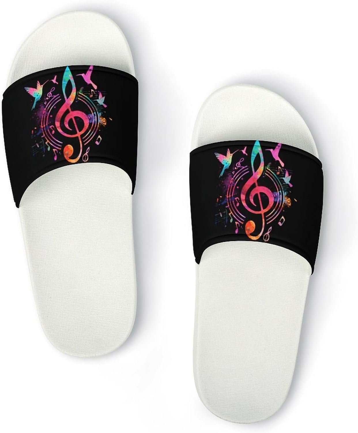 

Тапочки Amoewccr с музыкальной нотой в виде птицы, для душа, домашние, быстросохнущие, нескользящие, для ванной и бассейна, для женщин и мужчин, из ПВХ, белый