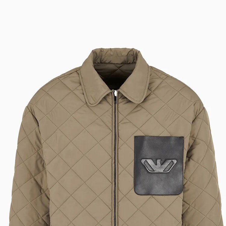 EMPORIO ARMANI Стеганая куртка с тисненым логотипом, Brown — фото 4