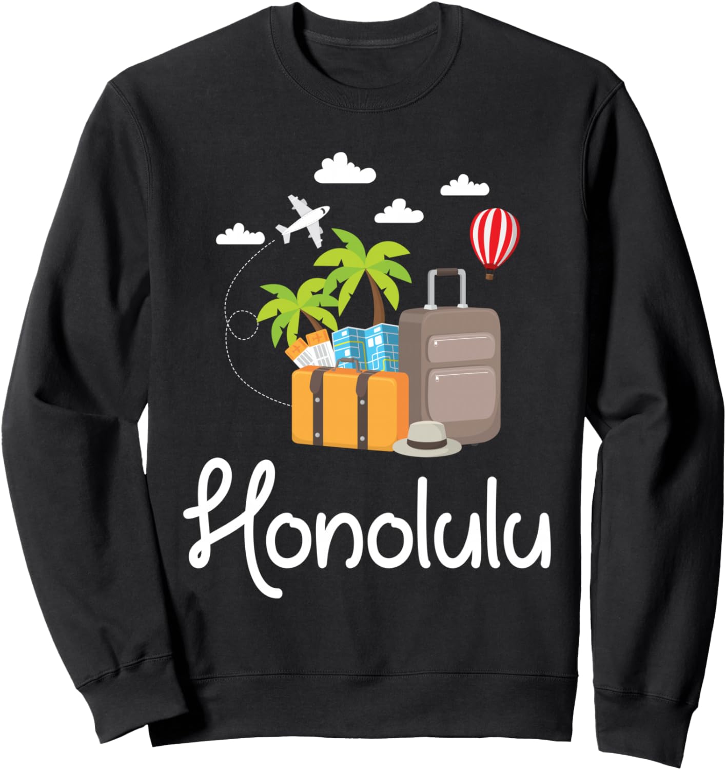 

Толстовка с надписью Гонолулу, Гавайи Honolulu Hawaiian Travel Gifts, черный