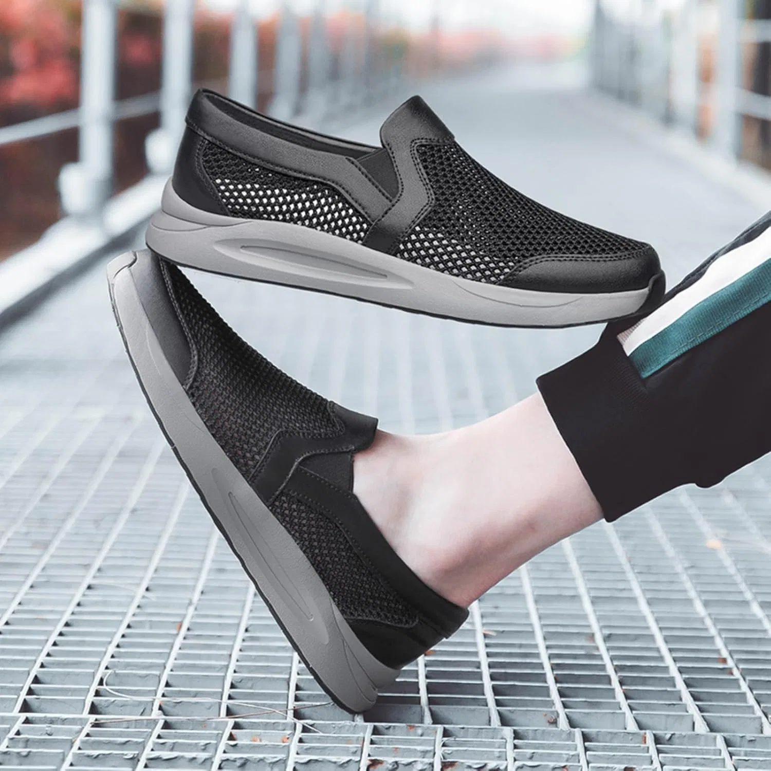 Лоферы мужские Breathable Mesh Loafers, Black Aokisx — фото 2