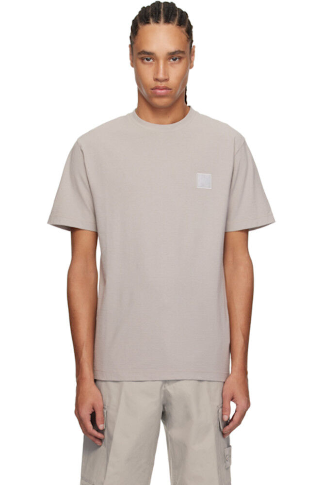

Футболка Ghost из серого крепового хлопкового джерси Stone Island