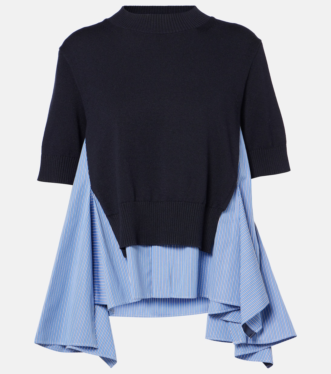 

Кардиган из смесовой хлопковой поплиновой ткани Sacai, Navy×Blue Stripe