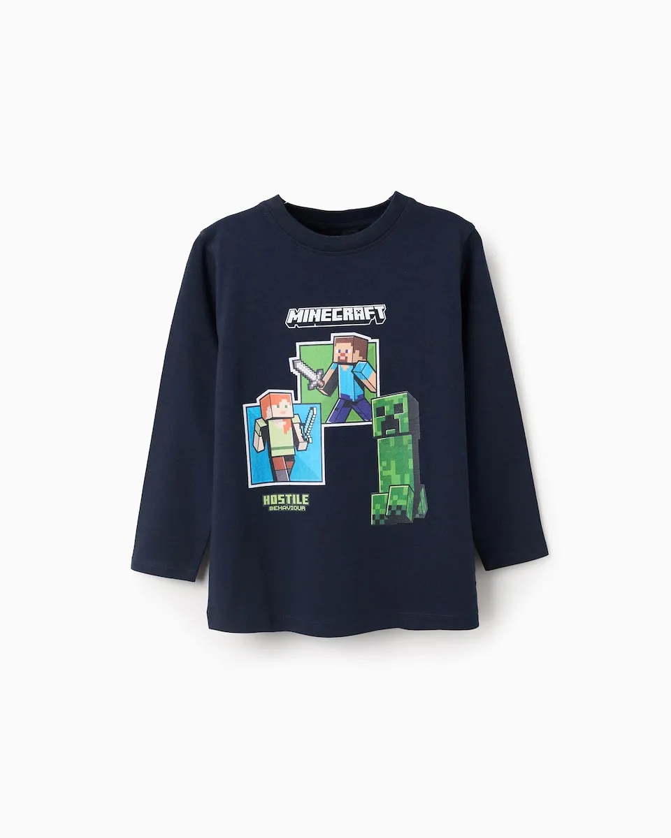 

Детская футболка 100% хлопок с мотивом Minecraft Zippy, темно-синий