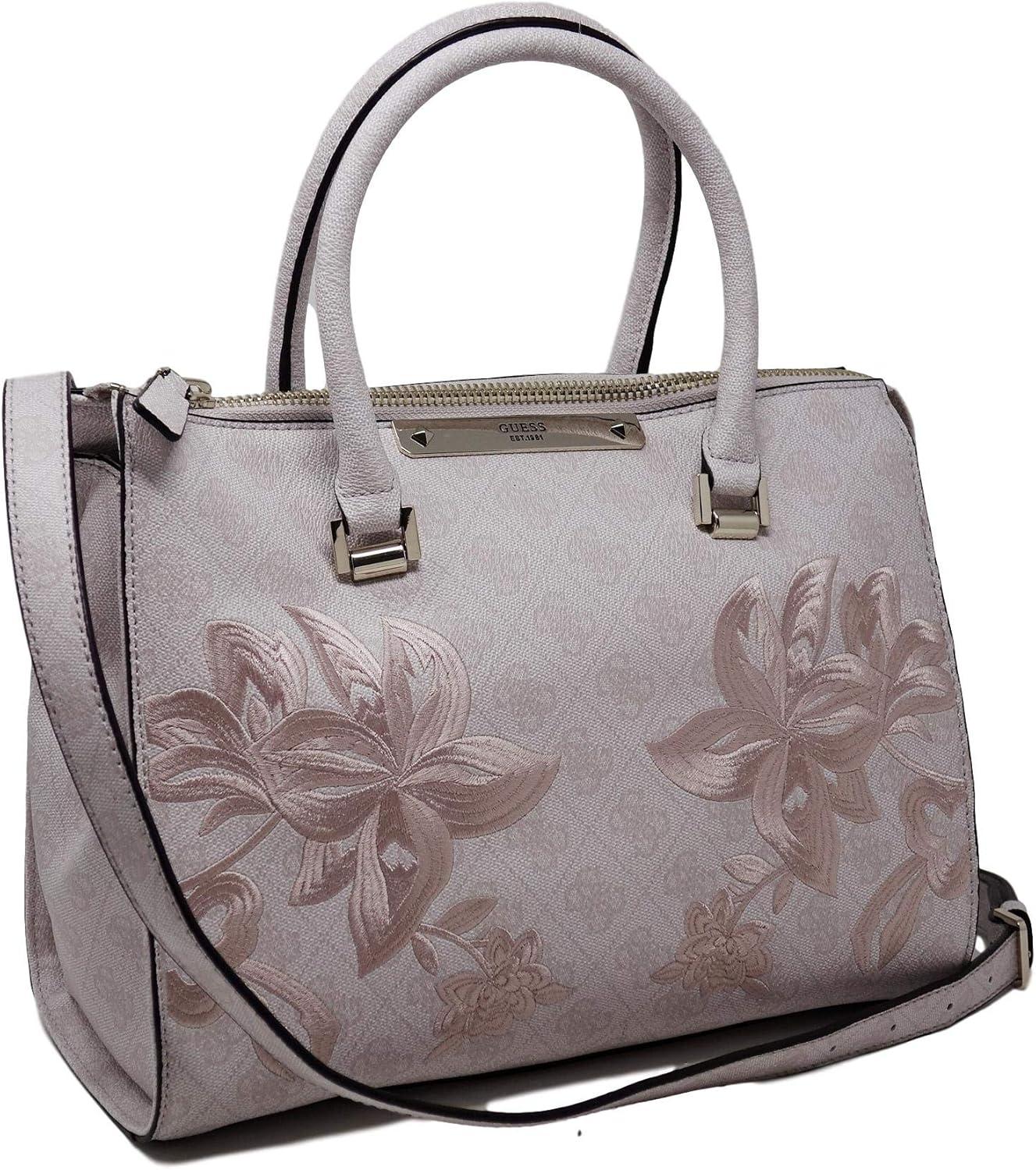 

Женская сумка-сэтчел Britta с цветочной вышивкой и логотипом GUESS, сумка через плечо, цвет: цемент