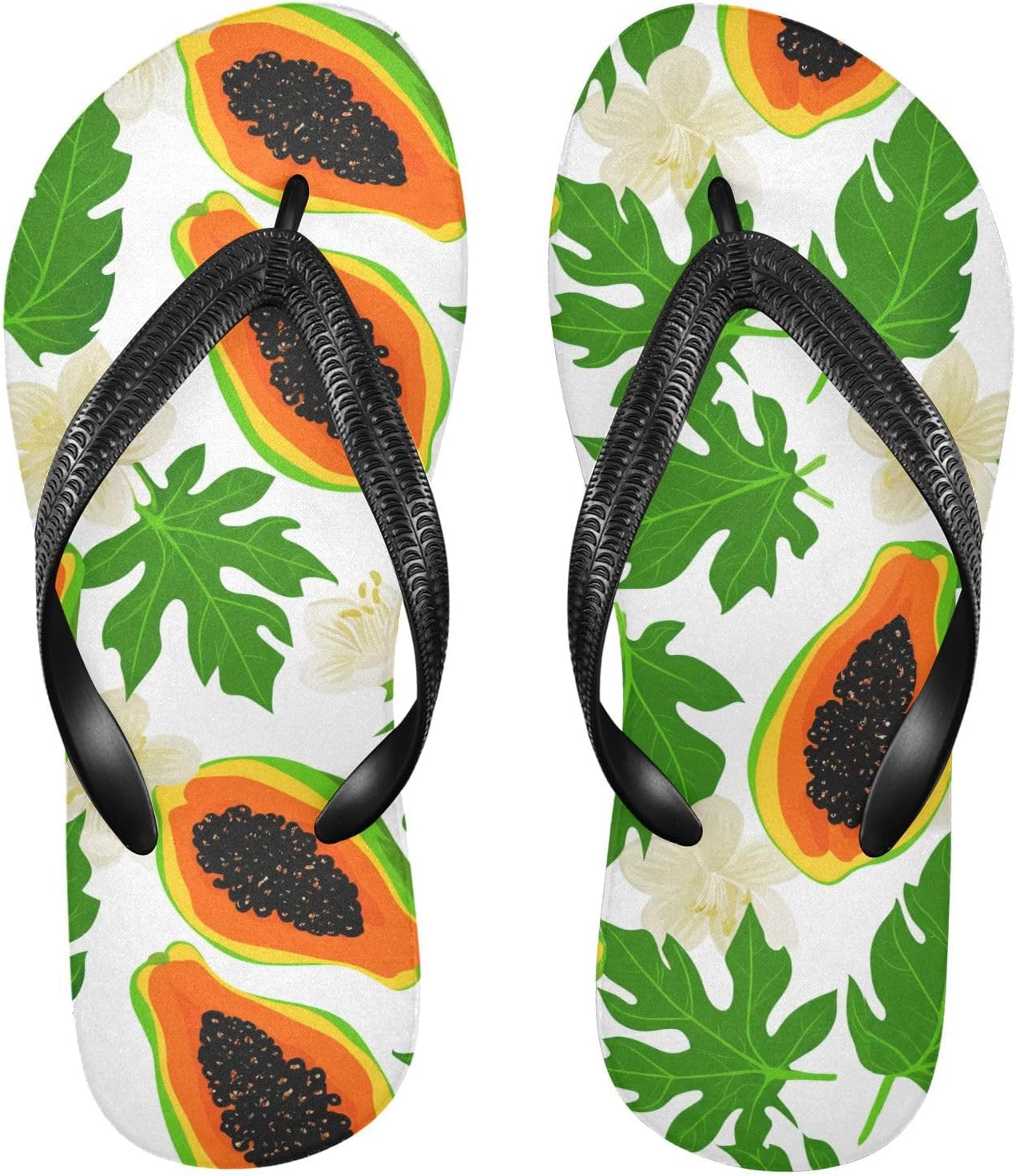 

Женские и мужские пляжные шлепанцы с цветочным рисунком Papaya белого цвета, резиновые, с противоскользящей подошвой, летние тапочки для душа и прогулок Sinestour