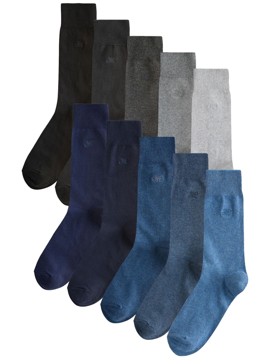 Next Носки в цветах Blue, Navy, Dusty Blue, Anthracite, Light Grey, Dark Grey, Black