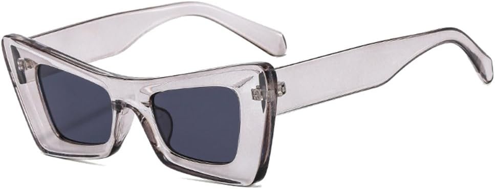 

LVTFCO Популярные модные солнцезащитные очки «кошачий глаз» для женщин, ретро-очки, защита от УФ-излучения UV400, мужские трендовые красно-желтые солнцезащитные очки, Grey Grey