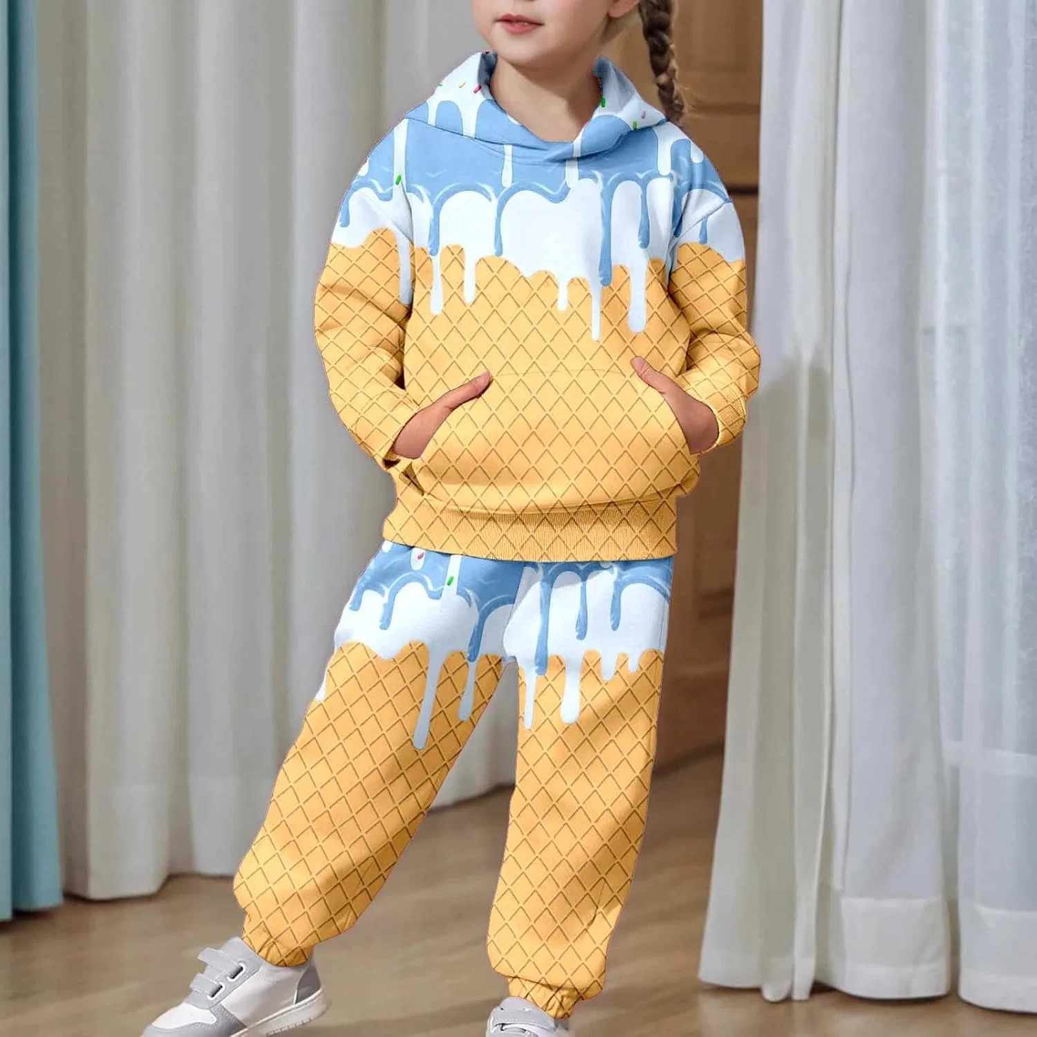 Детский спортивный костюм Ice Cream Drip, бренд Generic, цвет 11-blue — фото 3
